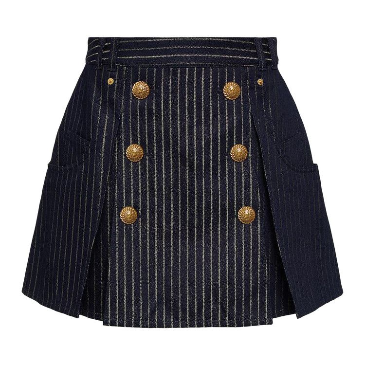 Balmain Pinstripe Button Detailed Skirt 'Blue'