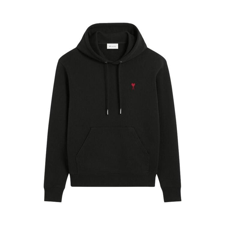 Ami Quota Hoodie With Red De Coeur 'Noir'