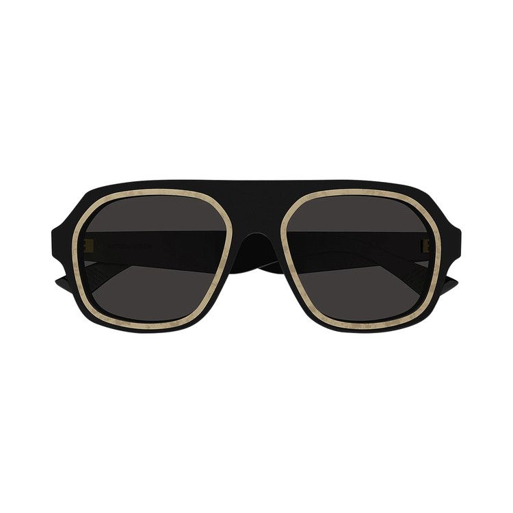 Bottega Veneta Rim Aviator Sunglasses 'Black/Grey'