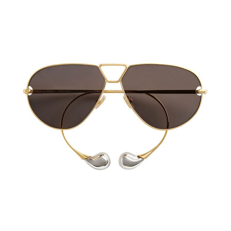 Bottega Veneta Drop Aviator Sunglasses 'Gold/Grey'