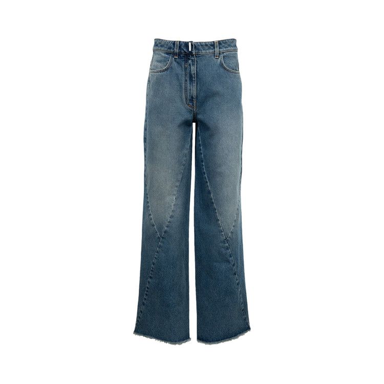 Givenchy Wide Pants With Stitching Details Com 'Medium Blue'
