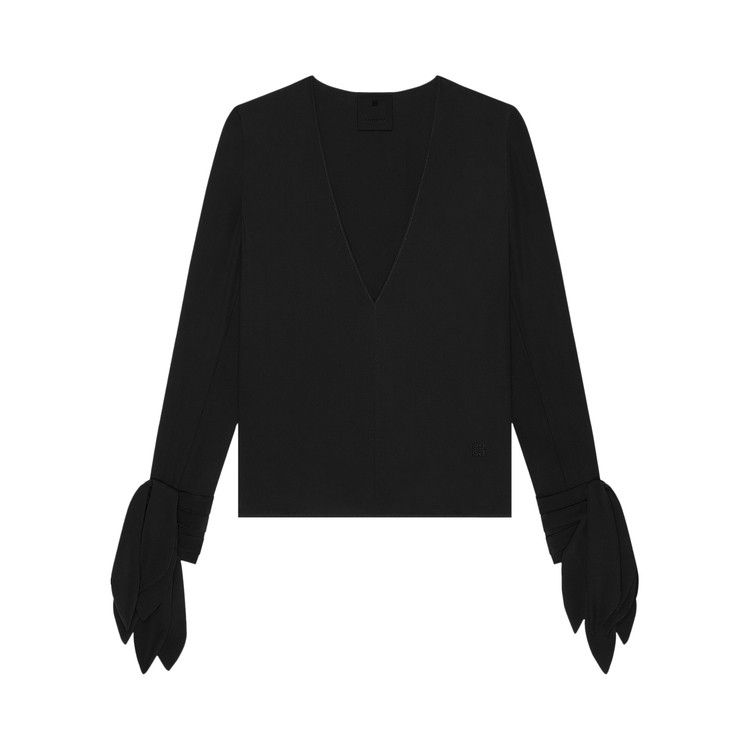 Givenchy Deep V-Neck Bow Cuffs Blouse 'Black'