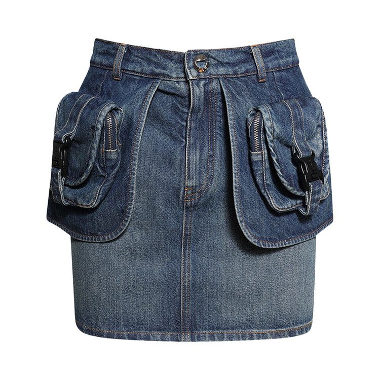 Coperni Pocket Basque Denim Mini Skirt 'Vintage Blue'