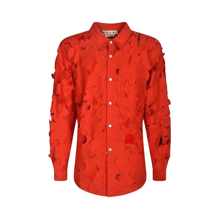 Marni Embroidered Rover Flowers Cut Out Shirt 'Red'