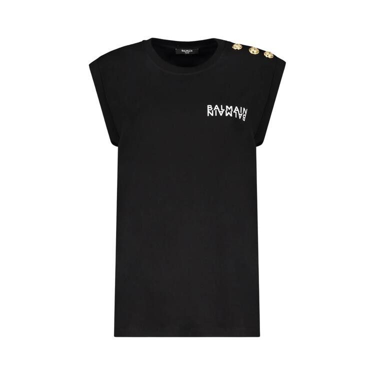 Balmain Cotton Sleeveless Logo Tank T-Shirt 'Black'