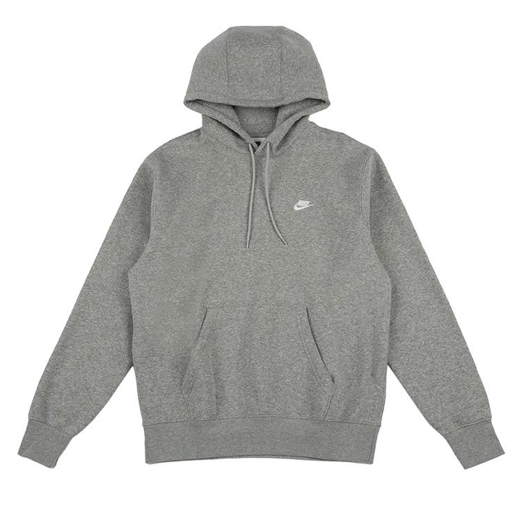 Nike Club Fleece Pullover Hoodie 'Dark Grey Heather/Light Smoke Grey/White'