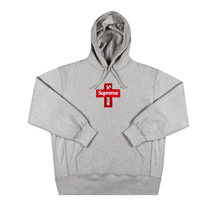 Supreme Cross Box Logo Hooded Sweatshirt 'Heather Grey'