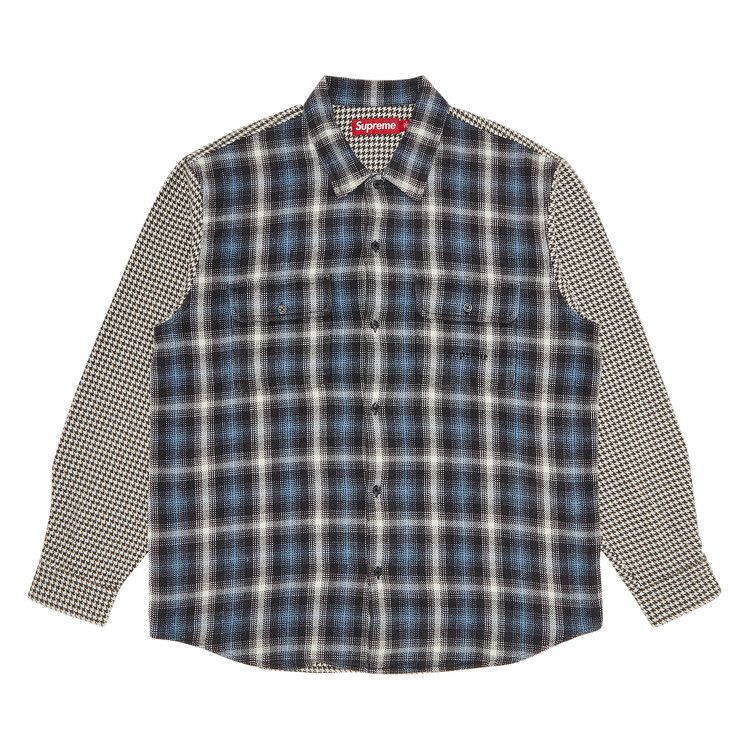 Supreme Houndstooth Plaid Flannel Shirt 'Navy'