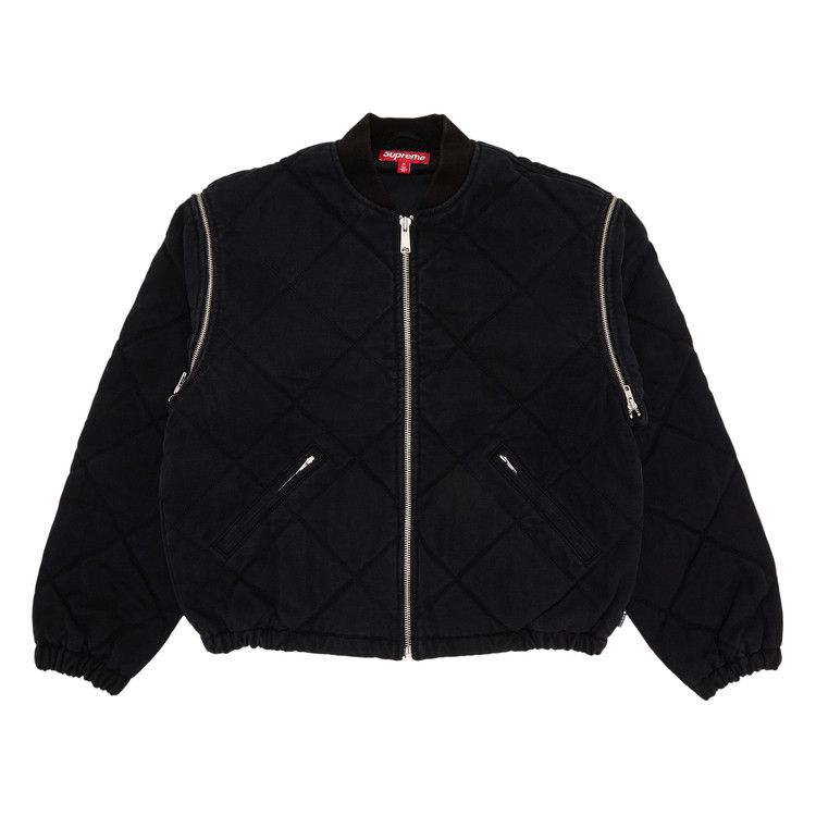 Supreme Zip-Off Sleeve Quilted Bomber Jacket 'Black'