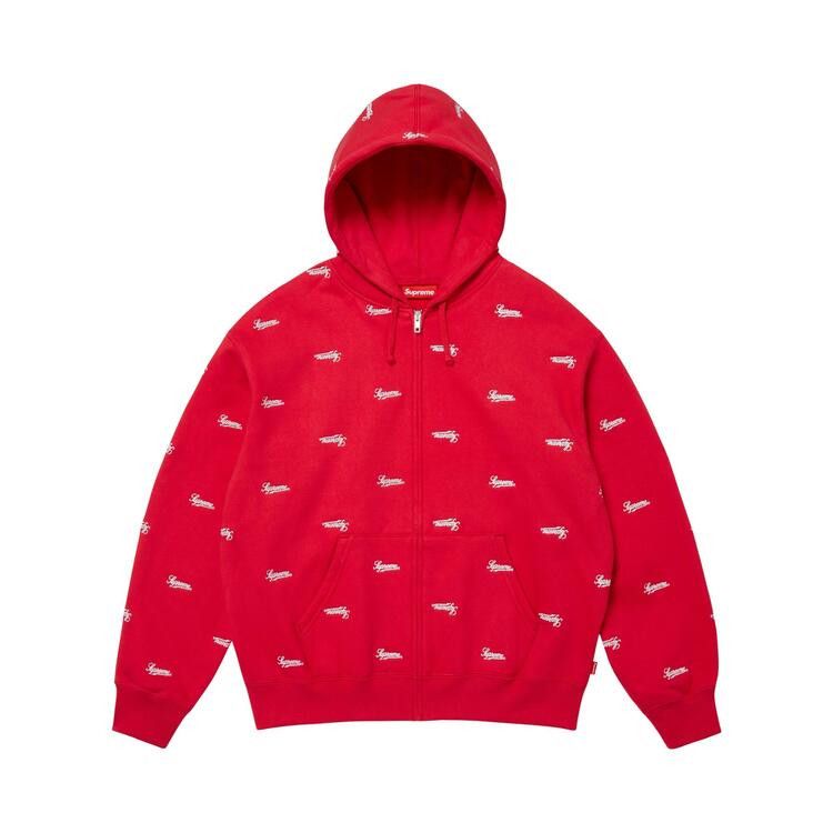 Supreme Repeat Script Zip Up Hooded Sweatshirt 'Red'