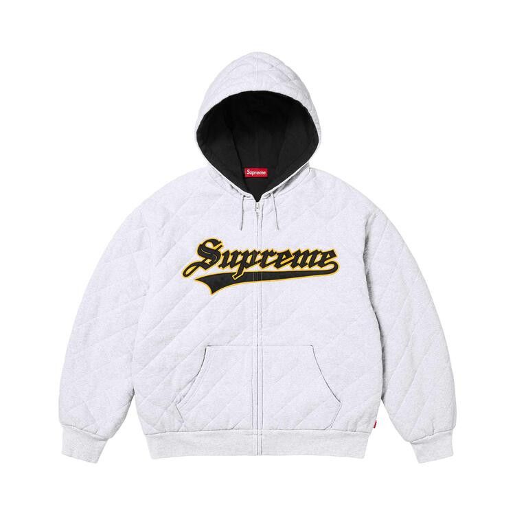 Supreme Quilted Zip Up Hooded Sweatshirt 'Ash Grey'