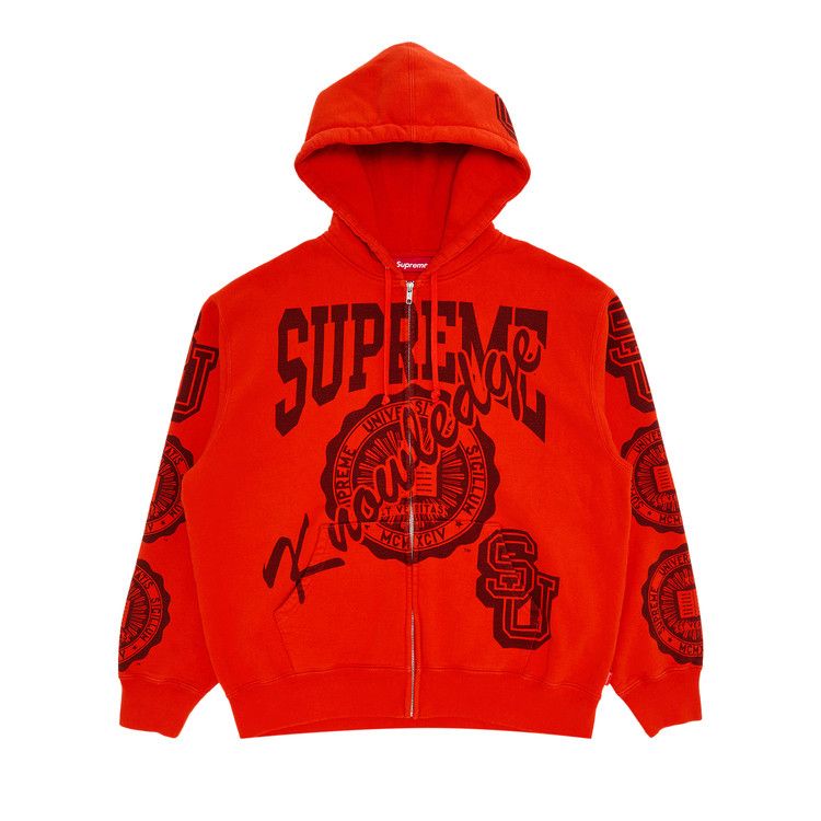 Supreme Knowledge Reigns Zip Up Hooded Sweatshirt 'Orange'