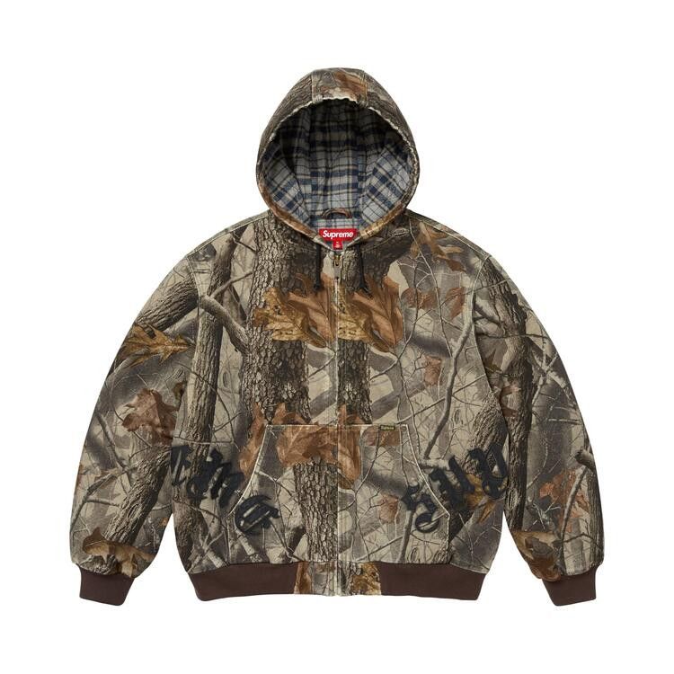 Supreme Leather Appliqué Hooded Work Jacket 'Realtree Hardwoods Camo'