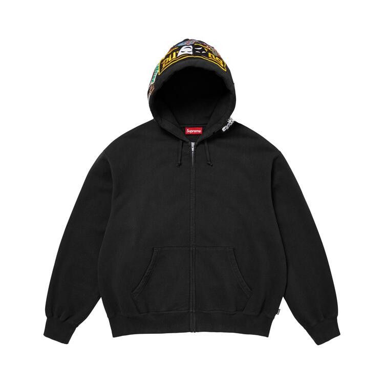 Supreme Patches Zip Up Hooded Sweatshirt 'Black'