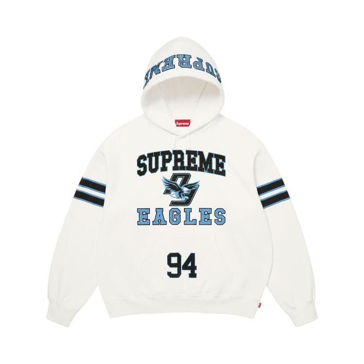 Supreme Rhinestone Eagle Hooded Sweatshirt 'White'