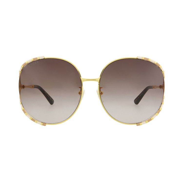 Gucci Round-Frame Metal Sunglasses 'Gold/Brown'