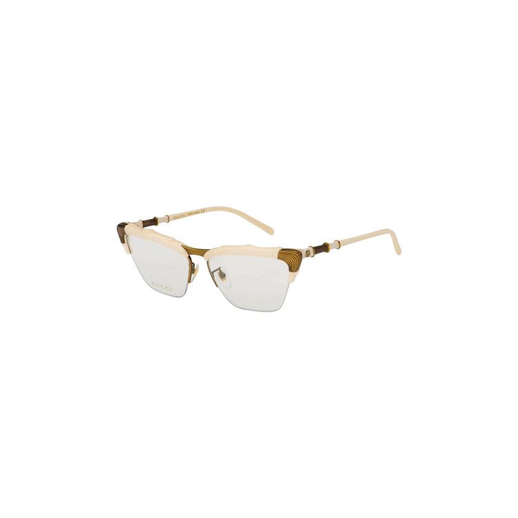 Gucci Semi Rim Cat Eye Sunglasses 'White/Transparent'