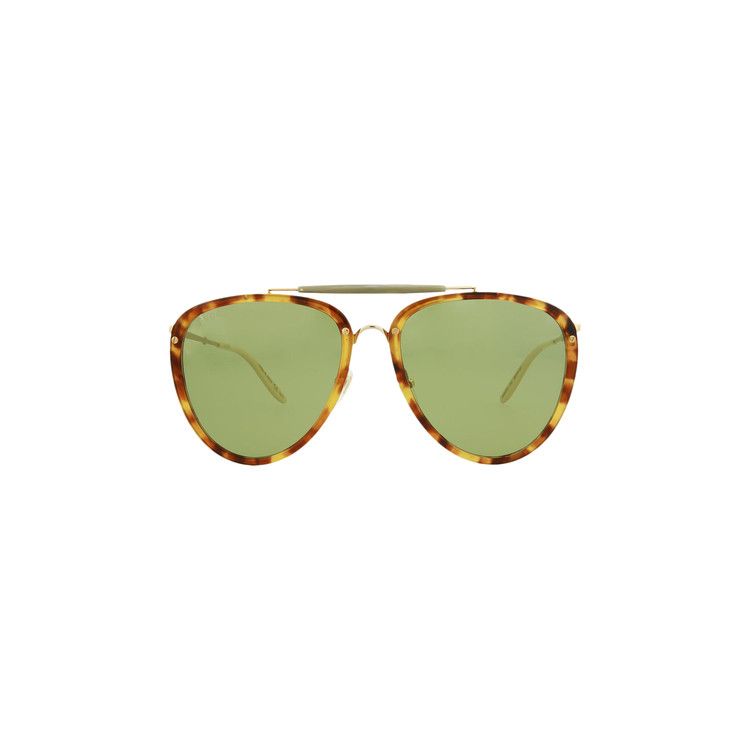 Gucci Aviator Sunglasses 'Havana/Gold/Green'