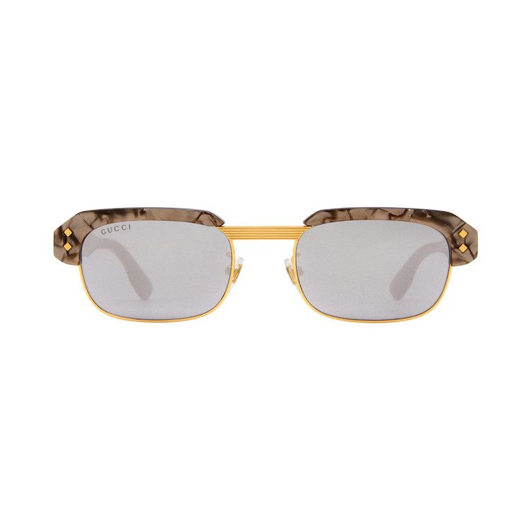Gucci Rectangular Frame Sunglasses 'Brown/Silver'