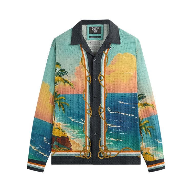 Kith x Giorgio Armani Ornamental Print Long Sleeve Thompson Camp Collar Shirt 'Multi'