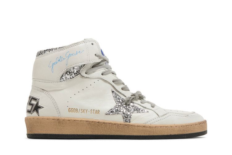 Golden Goose Wmns Sky Star 'White Silver Glitter'