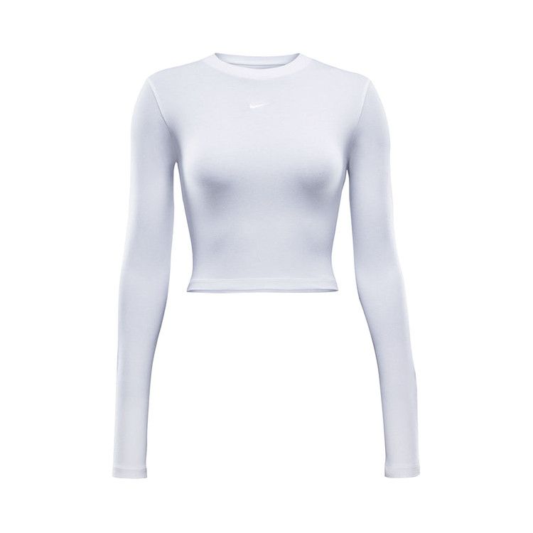 Nike NSW Chill Knit Slim Long-Sleeve Cropped Top 'White'