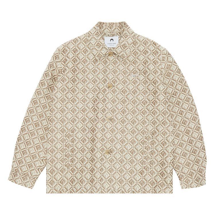 Marine Serre Moon Diamant Tailored Harrington Jacket 'Moon Diamant Beige Jacquard'