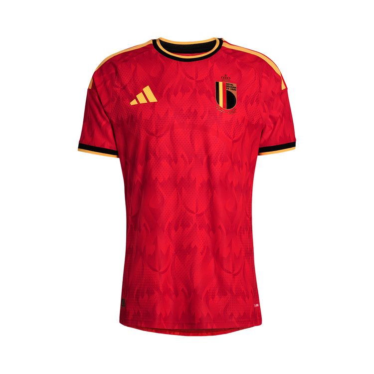 Adidas Men's Soccer Belgium 26 Home Authentic Jersey 'Red / Bold Gold'