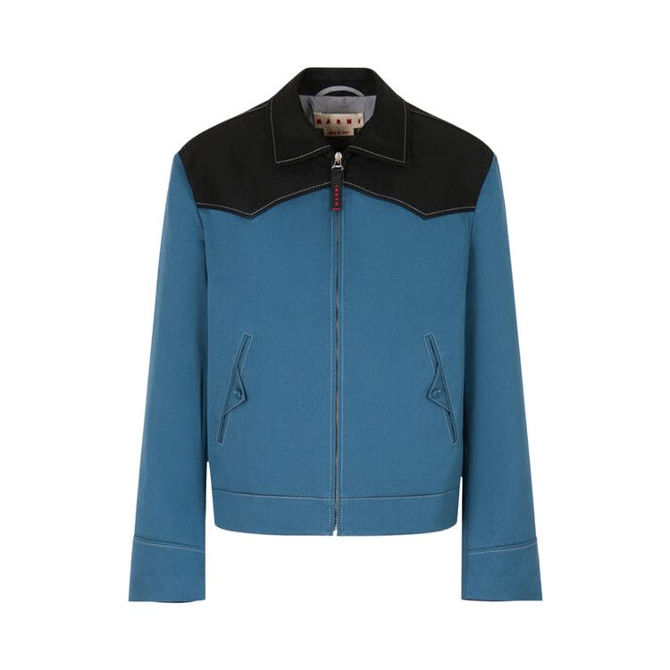 Marni Contrast Yokes Gabardine Jacket 'Turquoise'