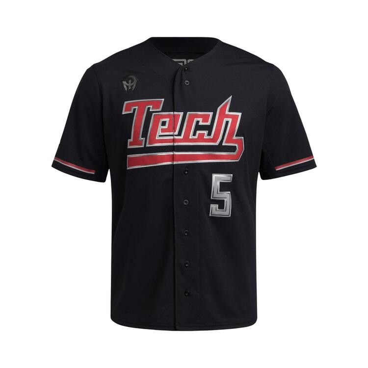 Adidas Texas Tech Strategy Full-Button Jersey 'Black'