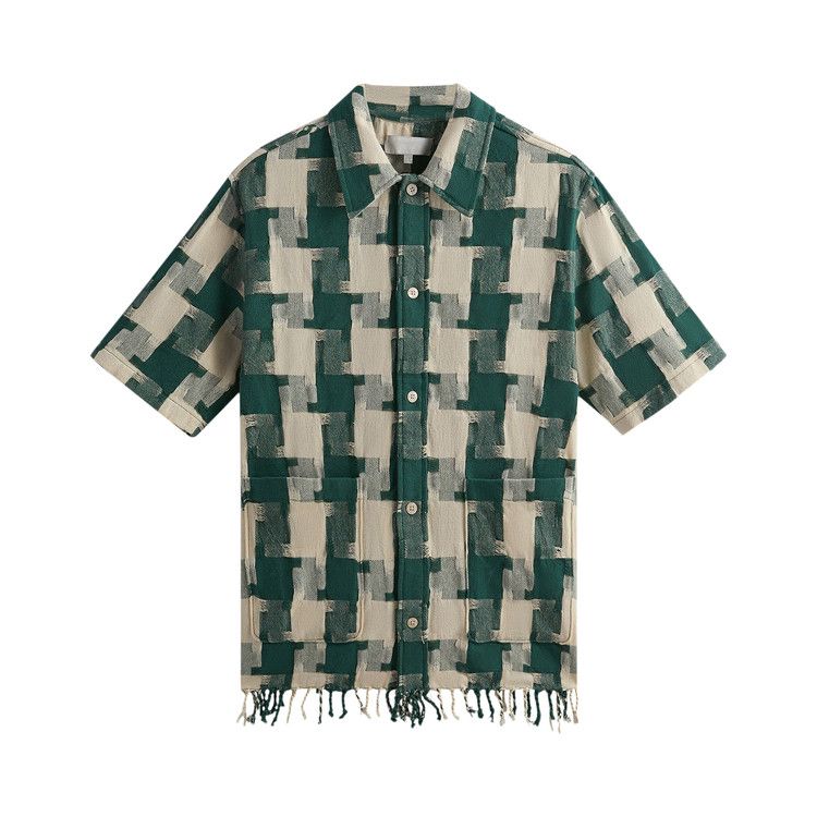 Kith Jumbo Houndstooth Boxy Collared Overshirt 'Conifer'