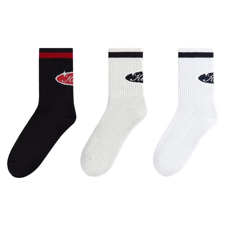 Kith 3-Pack Striped Cotton Mid Crew Socks 'Multi'