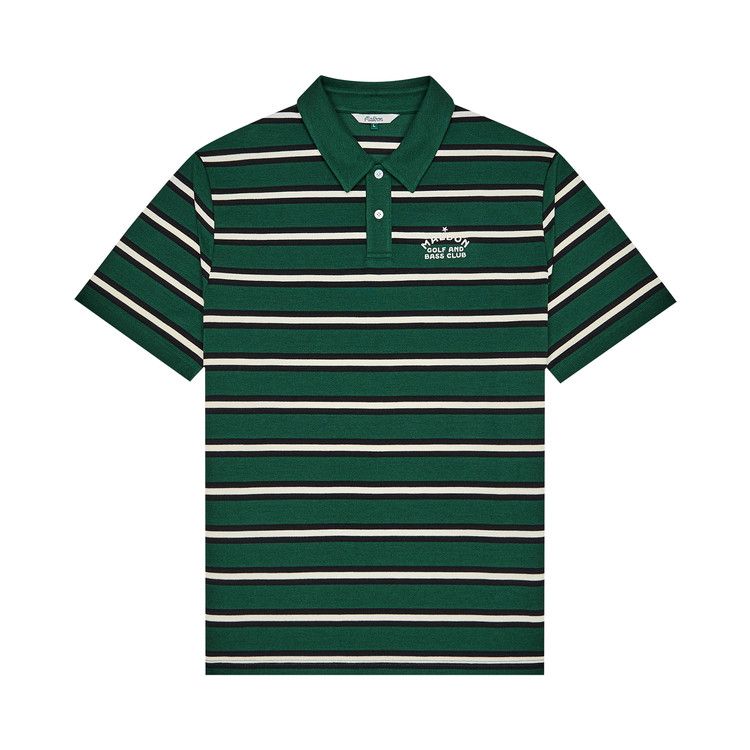Malbon Fairway Bass Club Polo Shirt 'Forest Stripe'
