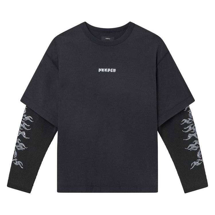 PURPLE BRAND Textured Jersey Padded Tee 'Black'