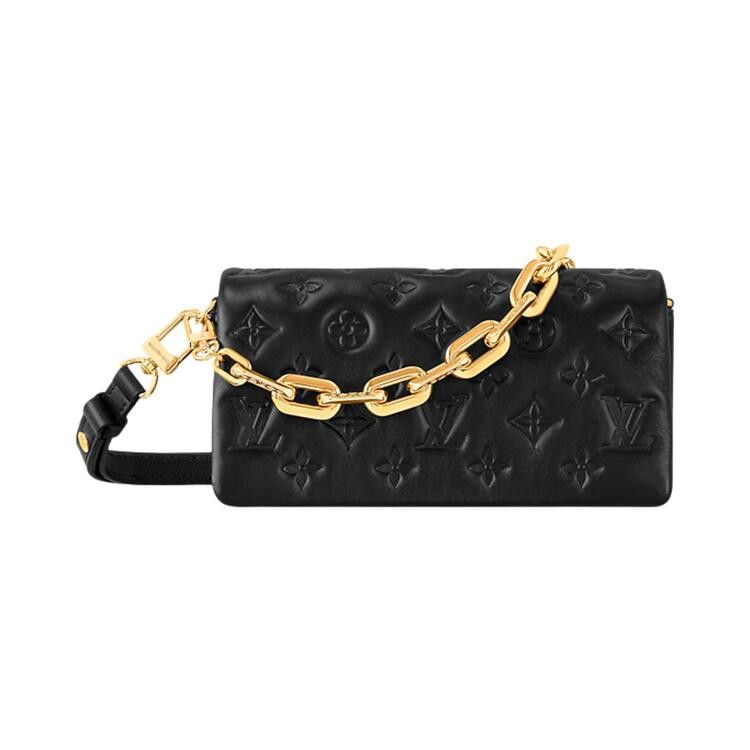 Louis Vuitton Pochette Coussin 'Black Monogram Embossed Lambskin Leather'