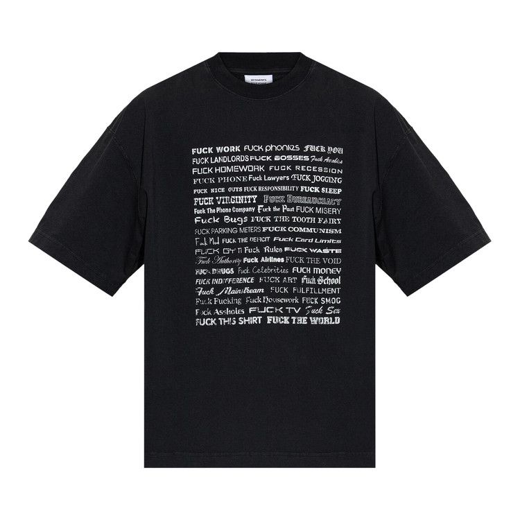 Vetements Fuck Everything T-Shirt 'Washed Out Black'