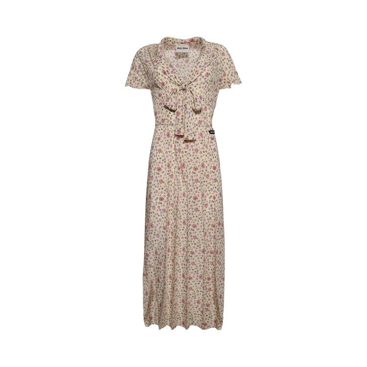 Miu Miu Long Crepe De Chine Dress 'Cammeo'