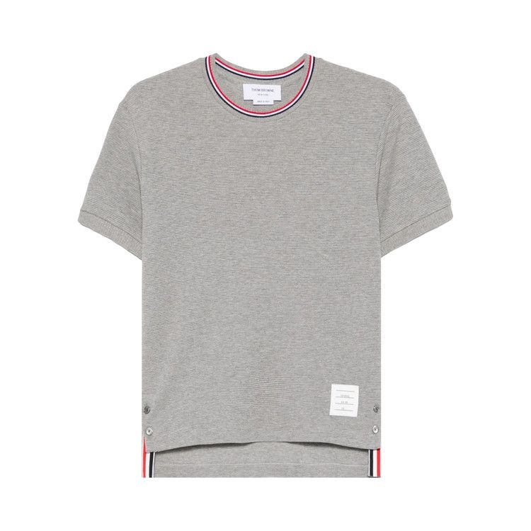 Thom Browne Short-Sleeve Rib Cuff with RWB Stripe Tee 'Light Grey'