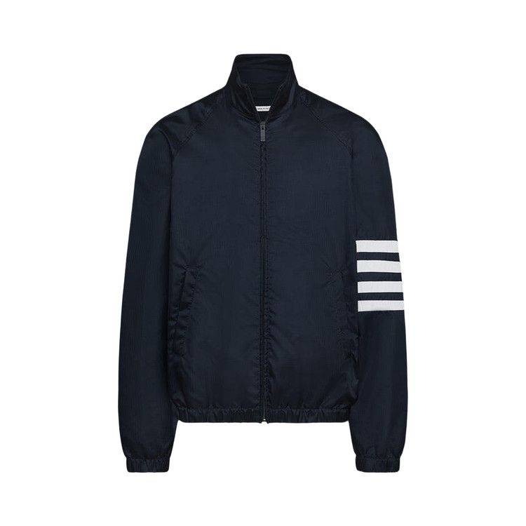 Thom Browne Zip Front 4 Bar Track Jacket In Shiny Ripstop 'Navy'
