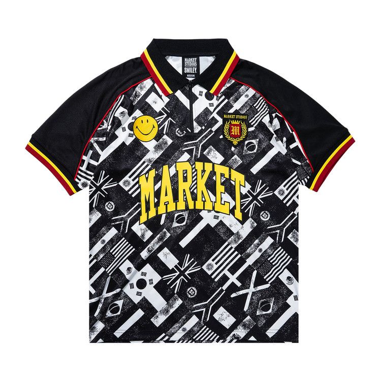 Market Smiley International Flags Short-Sleeve Soccer Jersey 'Black/White'