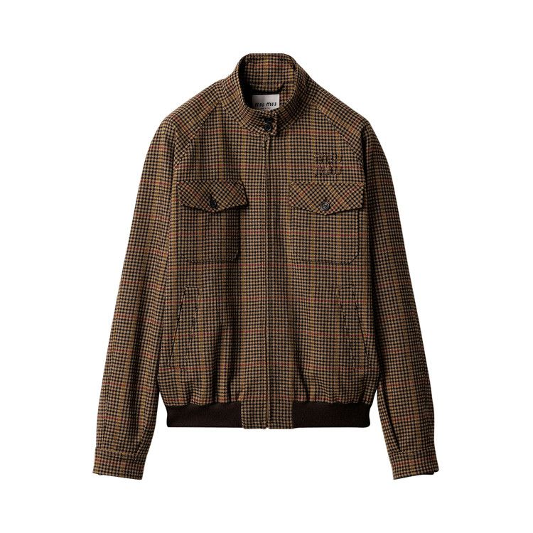 Miu Miu Houndstooth Check Blouson Jacket 'Brown'