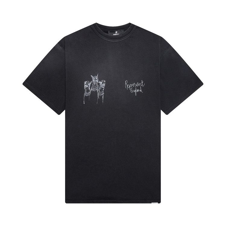 Represent Clo Hand Drawn Thoroughbred Dogs T-Shirt 'Aged Black'
