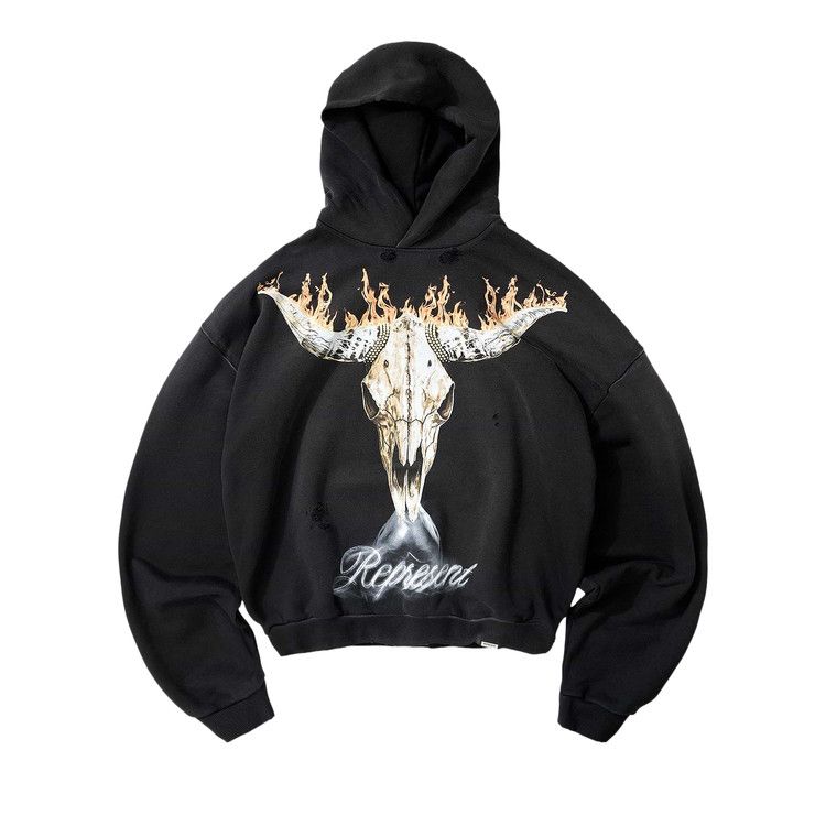 Represent Clo British Cowboys Hoodie 'Stained Black'