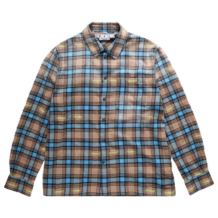 Off-White Helvet Patt Check Flannel Skate Shirt 'Camel'