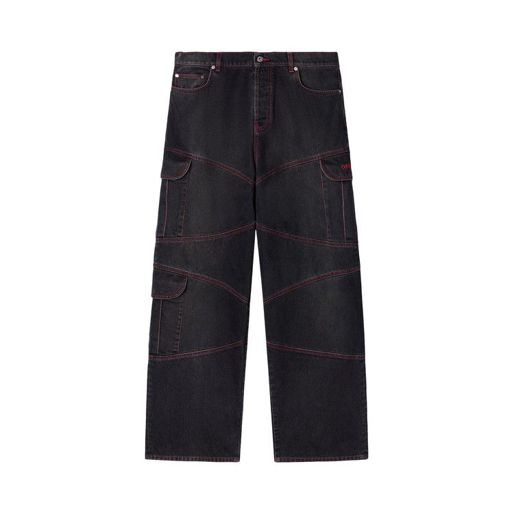 Off-White Script Samurai Straight Jeans 'Vintage Black/Red'