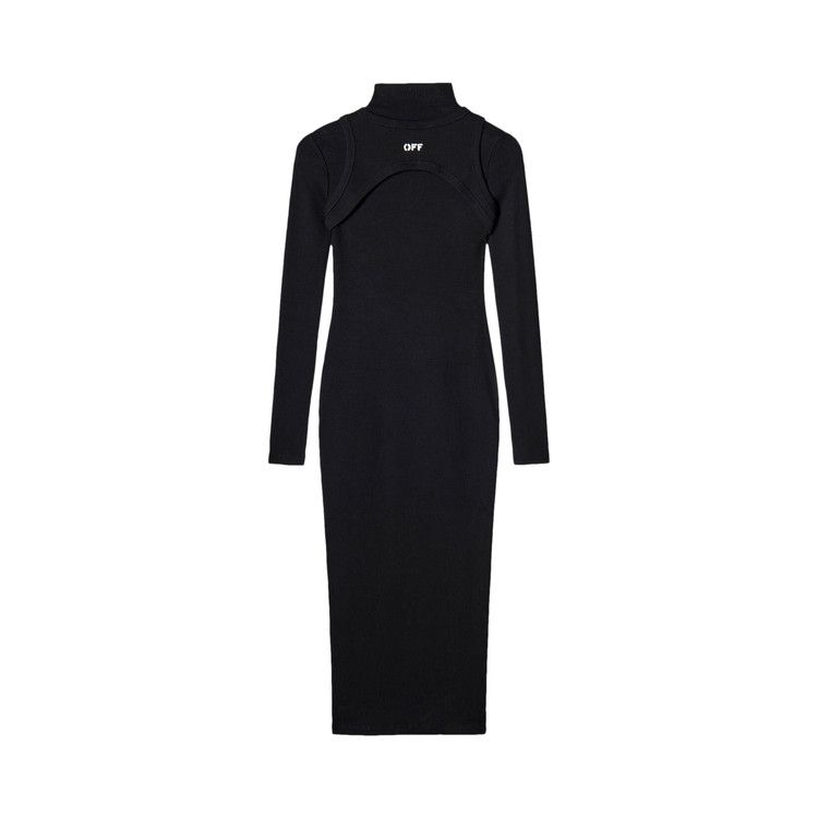 Off-White Off Stamp Rib Round Long Dress 'Black/White'