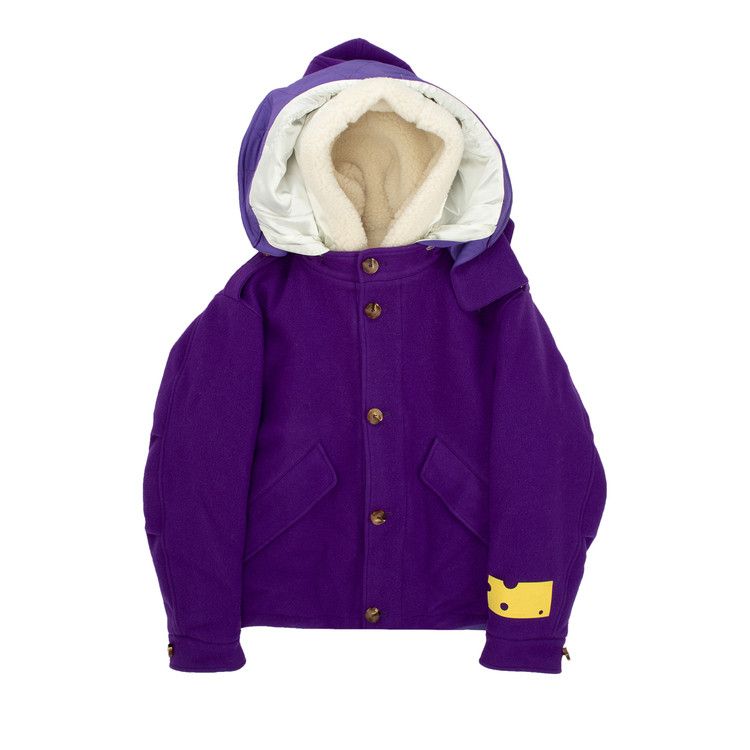 Off-White Wool Hooded Short Parka 'Violet'