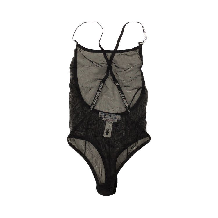 Off-White Logo Strap Mesh Bodysuit 'Black'