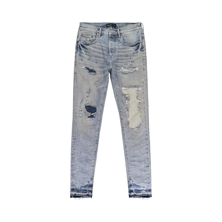 PURPLE BRAND Light Stitch Patch Repair Skinny Jeans 'Indigo'