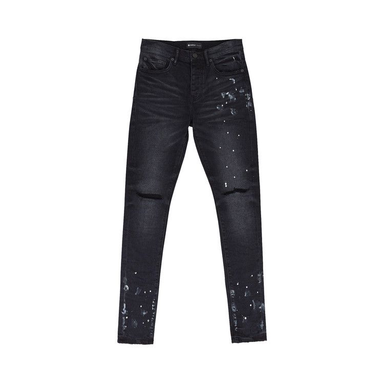 PURPLE BRAND Resin Knee Slit Skinny Jeans 'Black'
